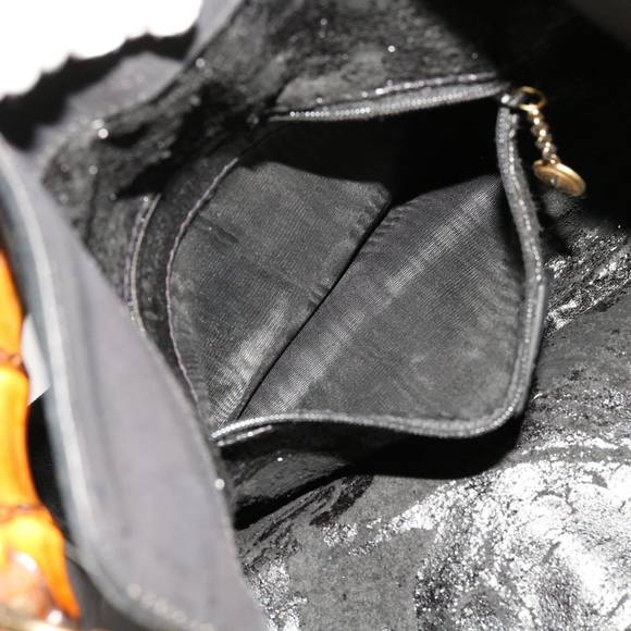 GUCCI Bamboo Shoulder Bag Suede 2way Black 001 1638 Auth bs12747 - Picture 11 of 16